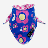 Halstuch "Pink flowers"  blau/pink
